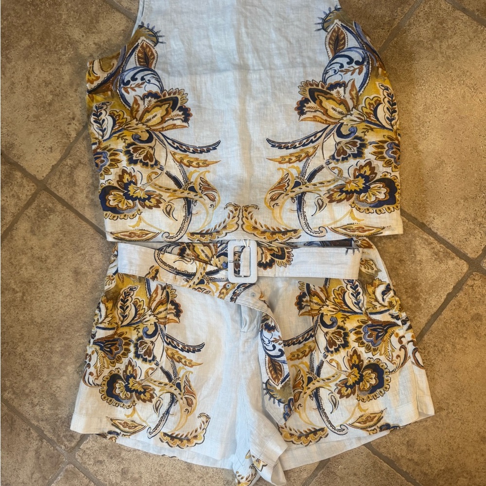 Joie Cream and Gold Floral Jumpsuit